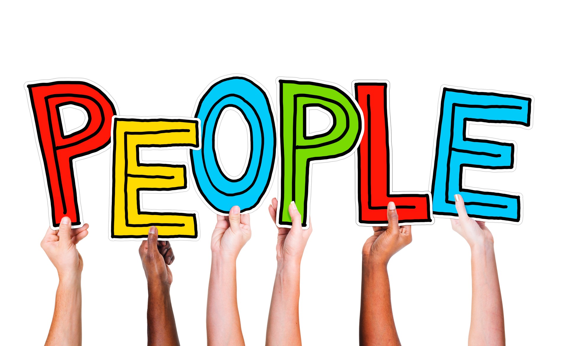 Multiethnic Group of People Holding Word People